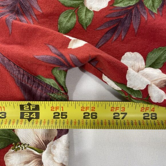 Go Barefoot Mens Button Up Short Sleeve Hawaii Floral Red- L - Picture 6 of 11